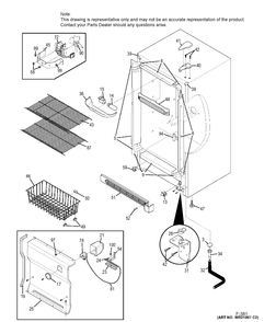 CABINET Diagram and Parts List for FUF14DHBRWW  General Electric Freezer