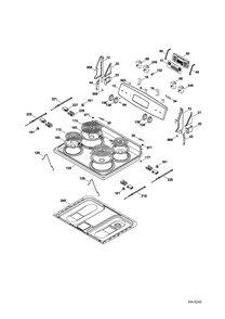 Control Panel And Cooktop Diagram and Parts List for JCB870SF2SS  General Electric Range