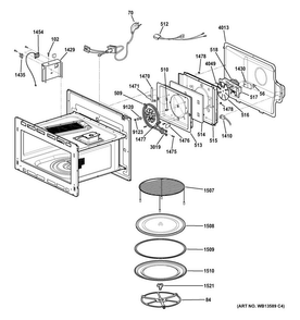 Interior Parts Diagram and Parts List for ZSC1001J2SS  General Electric Microwave