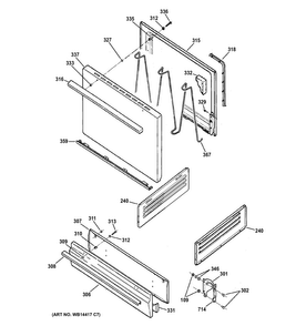 Door & Drawer Parts Diagram and Parts List for RGB525DED1BB  Hotpoint Range