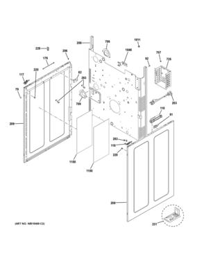 BODY PARTS Diagram and Parts List for PGB960EEJ4ES  General Electric Range