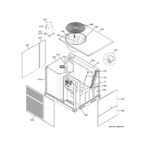 Cabinet (1) Diagram and Parts List for NP15H36VR0  General Electric Air Conditioner