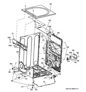 Cabinet & Top Panel Diagram and Parts List for GFDS175EH2DG  General Electric Dryer