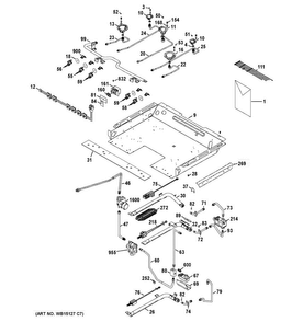 Gas & Burner Parts Diagram and Parts List for JGB870DET3BB  General Electric Range