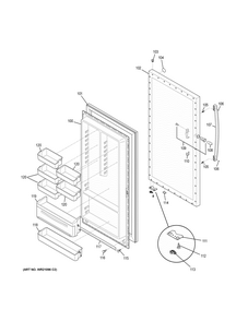 Door Diagram and Parts List for FUM21DHBRWW  General Electric Freezer