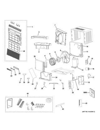 Part Location Diagram of WJ87X24341 GE EVAPORATOR ASM