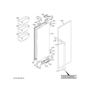 Refrigerator Door - Rh 1 Diagram and Parts List for CIP36NP2VDS1  General Electric Refrigerator