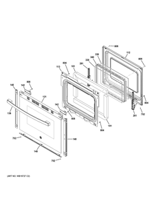 Door Diagram and Parts List for GRF400PV1WW  General Electric Range