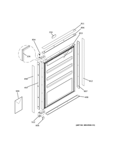 Door Diagram and Parts List for ZIFI240HCII  General Electric Refrigerator