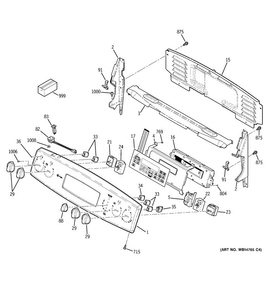 Control Panel Diagram and Parts List for PCB969DP1BB  General Electric Range
