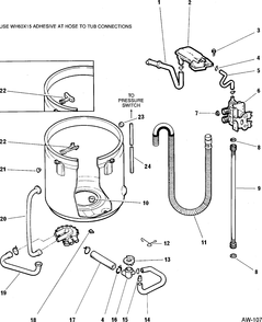 HYDRAULIC SYSTEM Diagram and Parts List for 55325119  General Electric Washer