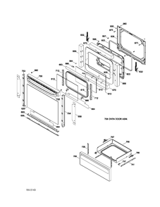 DOOR & DRAWER Diagram and Parts List for JCBP270DT2WW  General Electric Range
