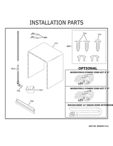 Installation Parts Diagram and Parts List for GDT530PGP6BB  General Electric Dishwasher