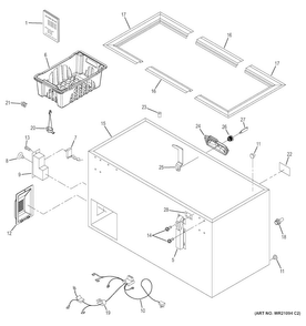 Cabinet Diagram and Parts List for FCM22DHBWW  General Electric Freezer