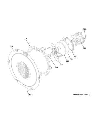 Convection Fan Diagram and Parts List for CES700P4M1W2  General Electric Range