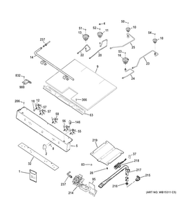 Gas & Burner Parts Diagram and Parts List for JGBS65REF1SS  General Electric Range