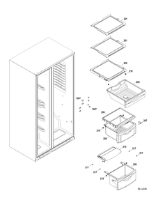 FRESH FOOD SHELVES Diagram and Parts List for GSRS3QGZAFSS  General Electric Refrigerator