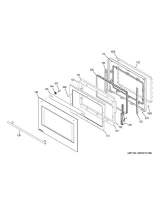 Door Diagram and Parts List for ZEK7000SH4SS  General Electric Wall Oven