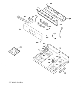 Control Panel And Cooktop Diagram and Parts List for XGF300SM2BB  General Electric Range