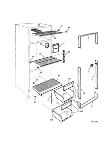 INTERIOR GROUP Diagram and Parts List for 36128-1  General Electric Refrigerator