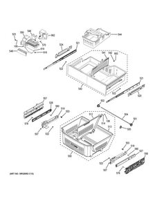 Freezer Shelves Diagram and Parts List for PWE23KGDEWW  General Electric Refrigerator