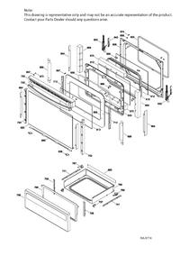 DOOR & DRAWER Diagram and Parts List for JCB830DJ1WW  General Electric Range