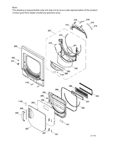 DOOR Diagram and Parts List for GUAP240EM5WW  General Electric Dryer