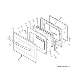 Door Diagram and Parts List for JS750EF3ES  General Electric Range