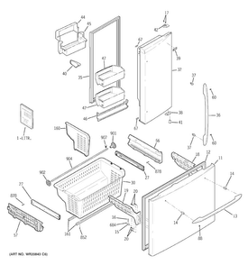 Doors & Bins Diagram and Parts List for PFCS1RKZHSS  General Electric Refrigerator