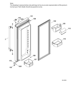 FF DOOR LEFT Diagram and Parts List for CNR22SSEBFES  General Electric Refrigerator