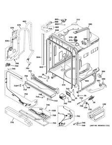 Body Parts 1 Diagram and Parts List for ZDT925SSN2SS  General Electric Dishwasher