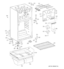 Cabinet Diagram and Parts List for GTH17DBDFRCC  General Electric Refrigerator