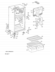 CABINET Diagram and Parts List for MTS17BBDJRWW  General Electric Refrigerator