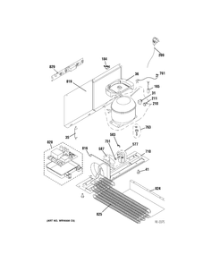 UNIT PARTS Diagram and Parts List for ZIDI240WAII  General Electric Refrigerator