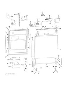 Escutcheon & Door Assembly Diagram and Parts List for PDW1800N02BB  General Electric Dishwasher