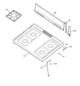 Cooktop Diagram and Parts List for RGB508PEA1CT  Hotpoint Range