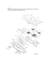 CONTROL PANEL & COOKTOP Diagram and Parts List for JCSP46DR3WW  General Electric Range