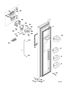 FZ DOOR Diagram and Parts List for GSR23KSTASS  General Electric Refrigerator