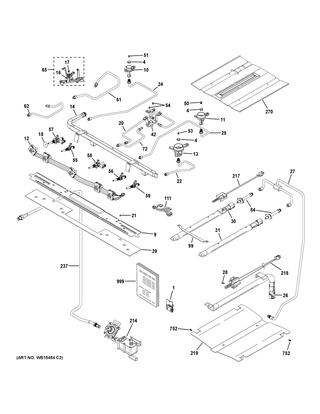 Gas & Burner Parts Diagram and Parts List for PGB940SEJ6SS  General Electric Range