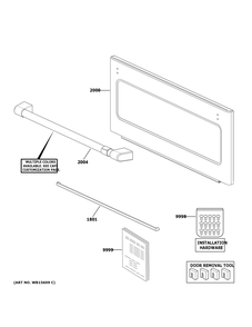 Door Parts Diagram and Parts List for CWB713P2N2S1  General Electric Microwave