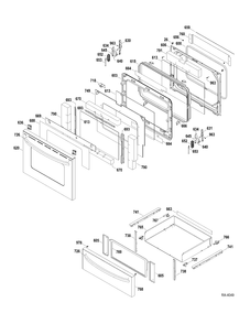 DOOR-DRAWER Diagram and Parts List for JCBP83SP2SS  General Electric Range