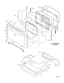 DOOR - DRAWER Diagram and Parts List for JCSP42DR1BB  General Electric Range