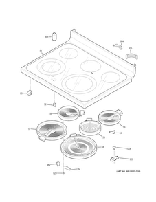 Cooktop Diagram and Parts List for JB860SJ3SS  General Electric Range