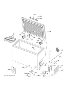 Freezer Diagram and Parts List for FCM11SRBWW  General Electric Freezer
