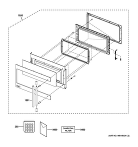 Door Parts Diagram and Parts List for ZSA1202J2SS  General Electric Microwave