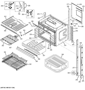 Upper Oven Diagram and Parts List for CT9550SH3SS  General Electric Wall Oven