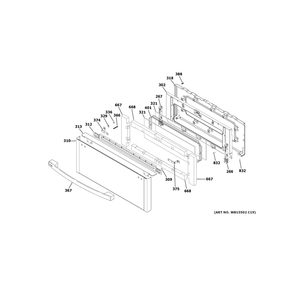 Upper Door Diagram and Parts List for PGS960YP3FS  General Electric Range