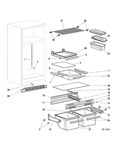 CABINET Diagram and Parts List for LW18JGALW-2  General Electric Refrigerator