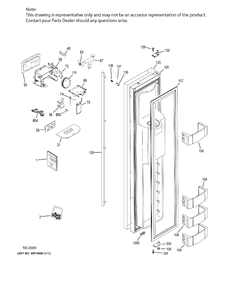 FZ DOOR Diagram and Parts List for ZISS480DKBSS  General Electric Refrigerator