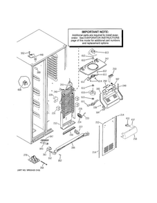 Freezer Section Diagram and Parts List for GSE26HMECHES  General Electric Refrigerator
